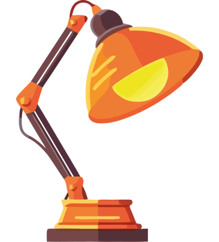 An orange lamp on a transparent png