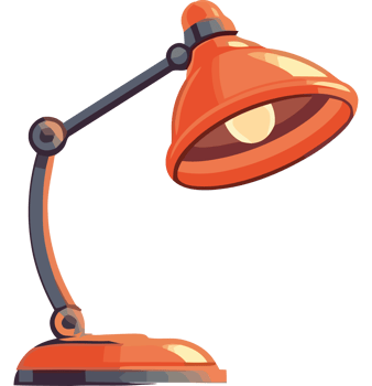 An orange lamp with a bulb on top png
