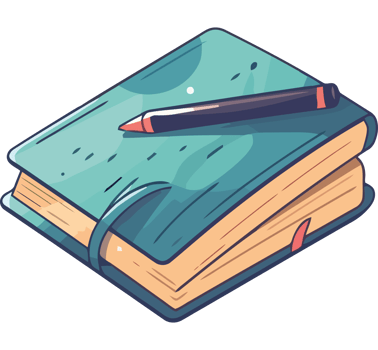 A notebook with a pen and pencil on it png