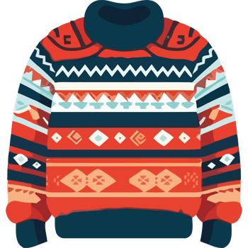 An illustration of a sweater with colorful patterns png