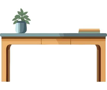 A table with a plant on it png