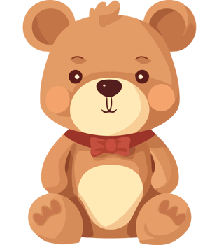 A cartoon brown teddy bear with a red bow tie png