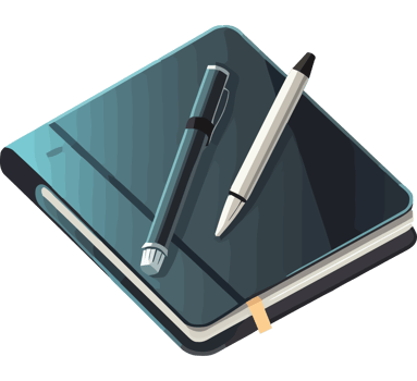 A pen sitting notebook on a transparency background png