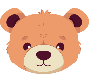 A cartoon brown bear face with a big nose png