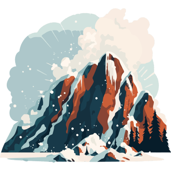 Mountain with snow and trees in the background png