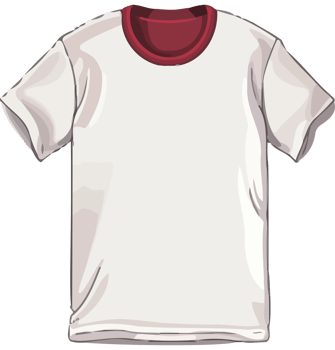 A white t - shirt with red trim png