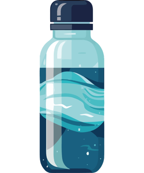 Water bottle with waves png