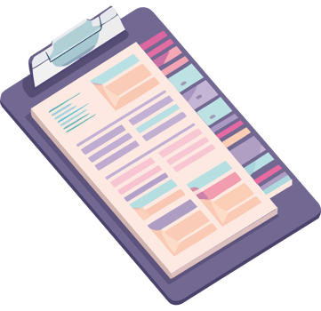 A clipboard with a list of items on it png