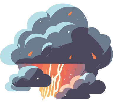 An illustration of a volcano with smoke coming out of it png