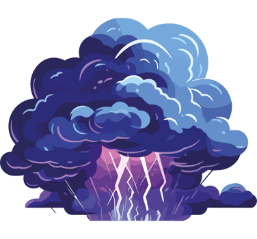 An illustration of a cloud with lightning coming out of it png
