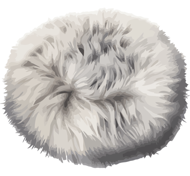 A fluffy white fur ball is on a transparency background png