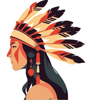 An illustration of an indian woman wearing an indian headdress png