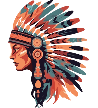 An illustration of an indian chief wearing an indian headdress png
