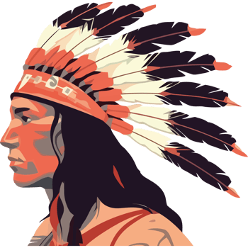 An illustration of an indian man wearing an indian headdress png