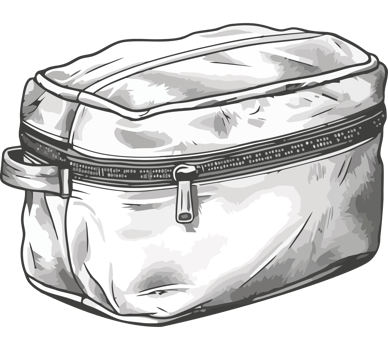 A white plastic bag with zippers on it png