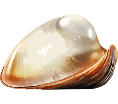 A white brown shell icon on a transparency background png