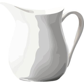 A white pitcher is shown on a transparent background png