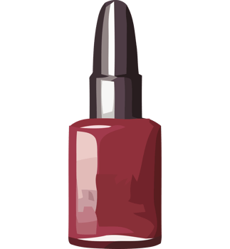 Nail polish bottle with a red cap png