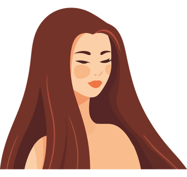 A woman with long hair and a smile png