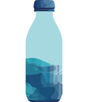 Water bottle with blue water png