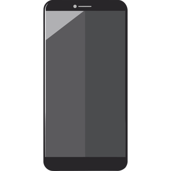 A black smartphone with a screen on it png