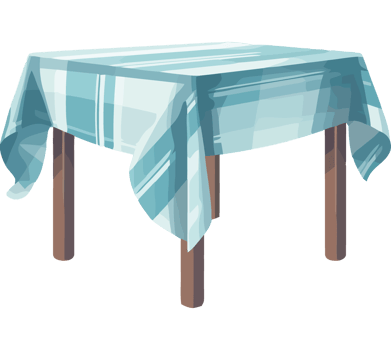 A blue table cloth with a wooden table png