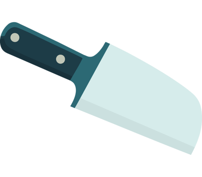 A kitchen knife is shown on a transparent background png