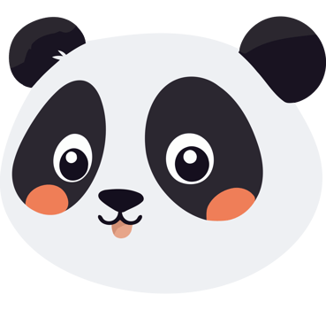 A panda bear with a big smile on its face png