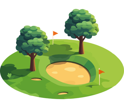 Golf course with trees and a hole png