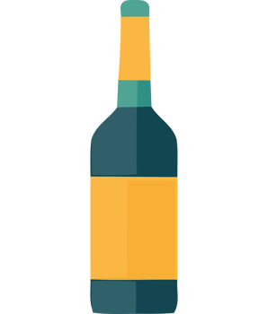 A bottle of wine is shown on a transparent background png