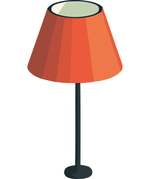 A lamp with a red shade icon png