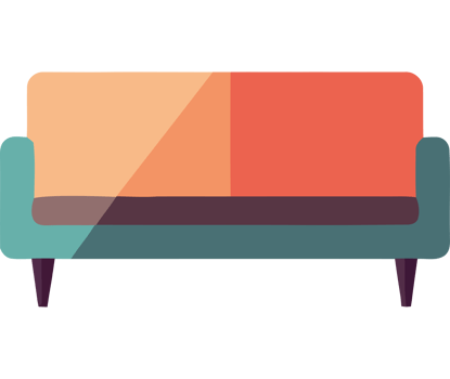 A couch with a colorful seat icon on transparent background png