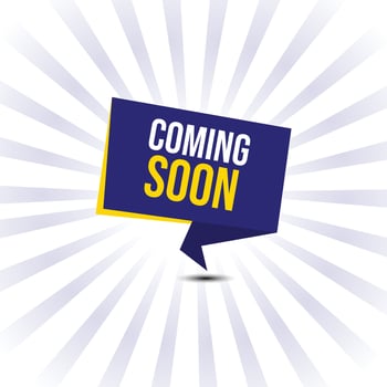 Coming soon yellow navy blue template with sunburst shape vector