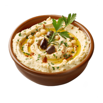 Hummus with olives and herbs png