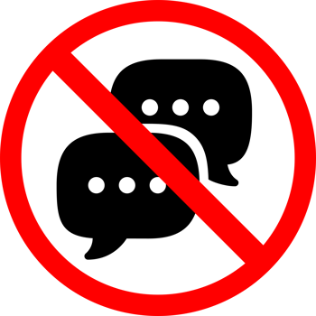 Speech bubbles crossed out prohibition sign png