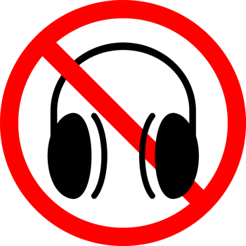 Headphones prohibition sign design element png