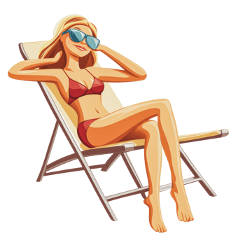 Woman relaxing on a lounge chair by the pool png
