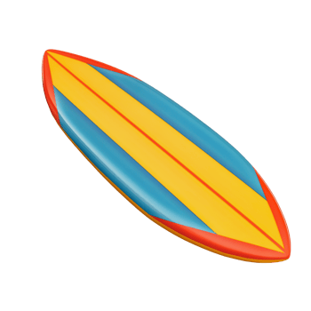 Colorful surfboard resting on sandy beach png