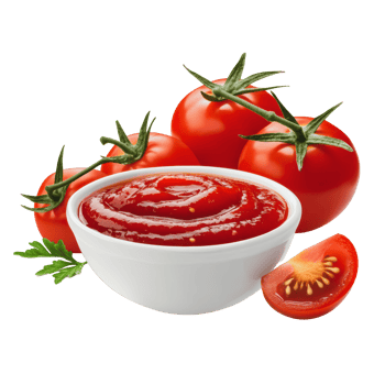 Fresh tomatoes and ketchup in a bowl png