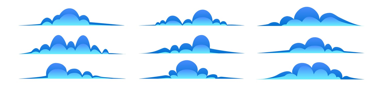 Clouds set flat cartoon blue color sky vector