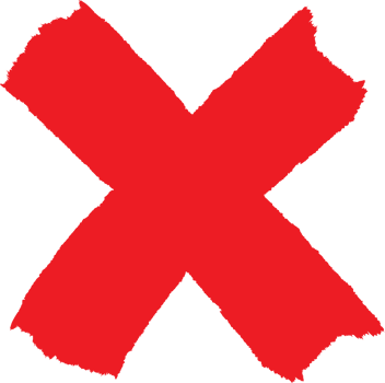 Cross symbol red color flat style vote sign png