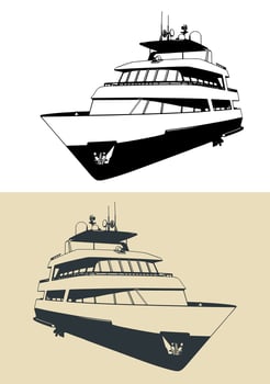 Luxury yacht illustrations vector