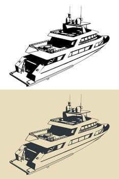 Luxury yacht illustrations vector
