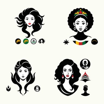 Four different types of women's faces with different hairstyles vector