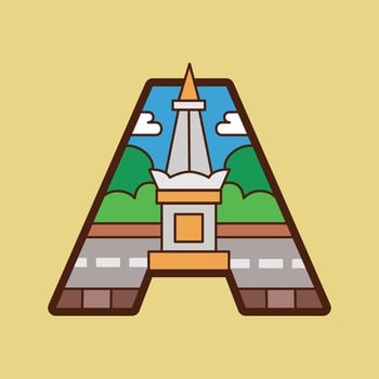 Color full creative initial capital letter a alphabet with javanese culture concept logo illustration vector