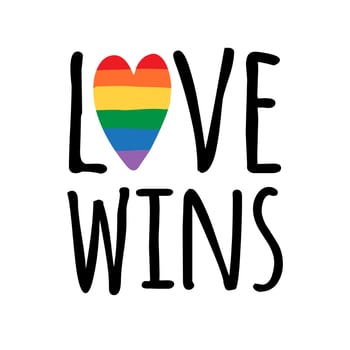 Lgbt rainbow flag with love wins vector