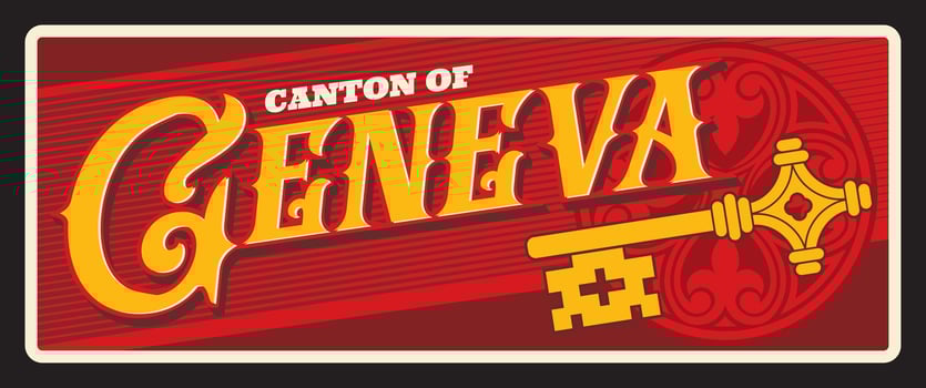Canton of Geneva, Swiss region travel plate vector