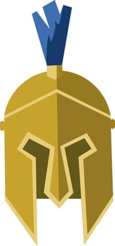 Golden Spartan Helmet with Blue Crest Icon vector