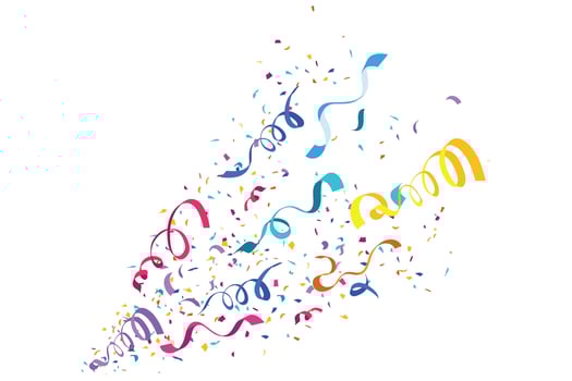 Colorful confetti and serpentine ribbons vector