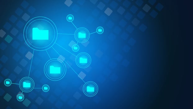 Document management concept blue background. business background vector